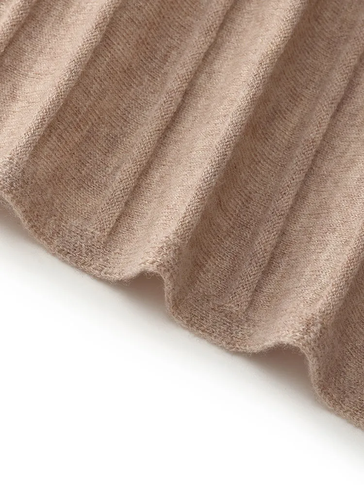100% Wool A-Line Pleated Women Midi Skirt