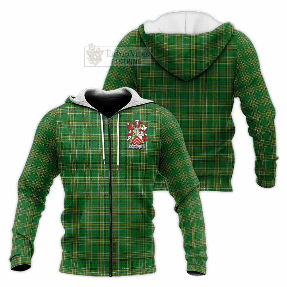 Barrington Irish Clan Tartan Knitted Hoodie with Coat of Arms