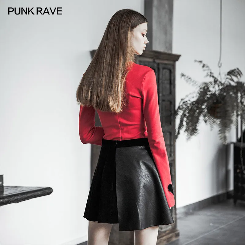 Black Pleated Stitching Half Skirt