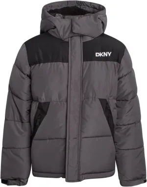 DKNY Boys' Puffer Jacket - Heavyweight Sherpa Fur Lined Hooded Winter Coat - Water Resistant Bubble Jackets for Boys (8-20)