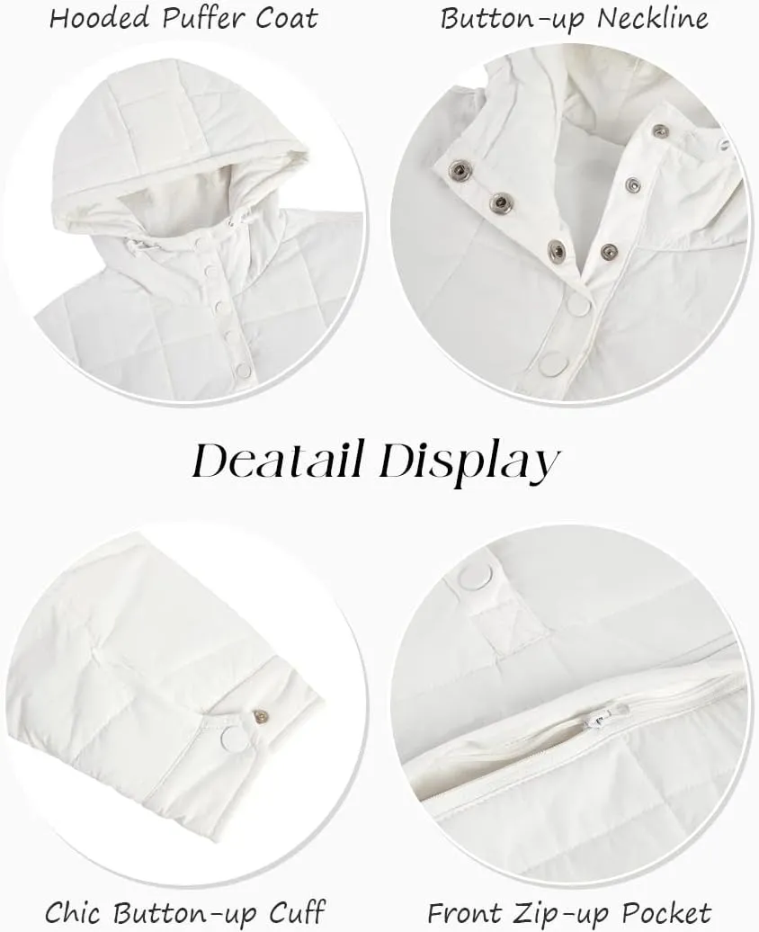 Fazortev Womens Oversized Puffer Jacket Quilted Dolman Hoodies Pullover Long Sleeve Lightweight Warm Tops Coat