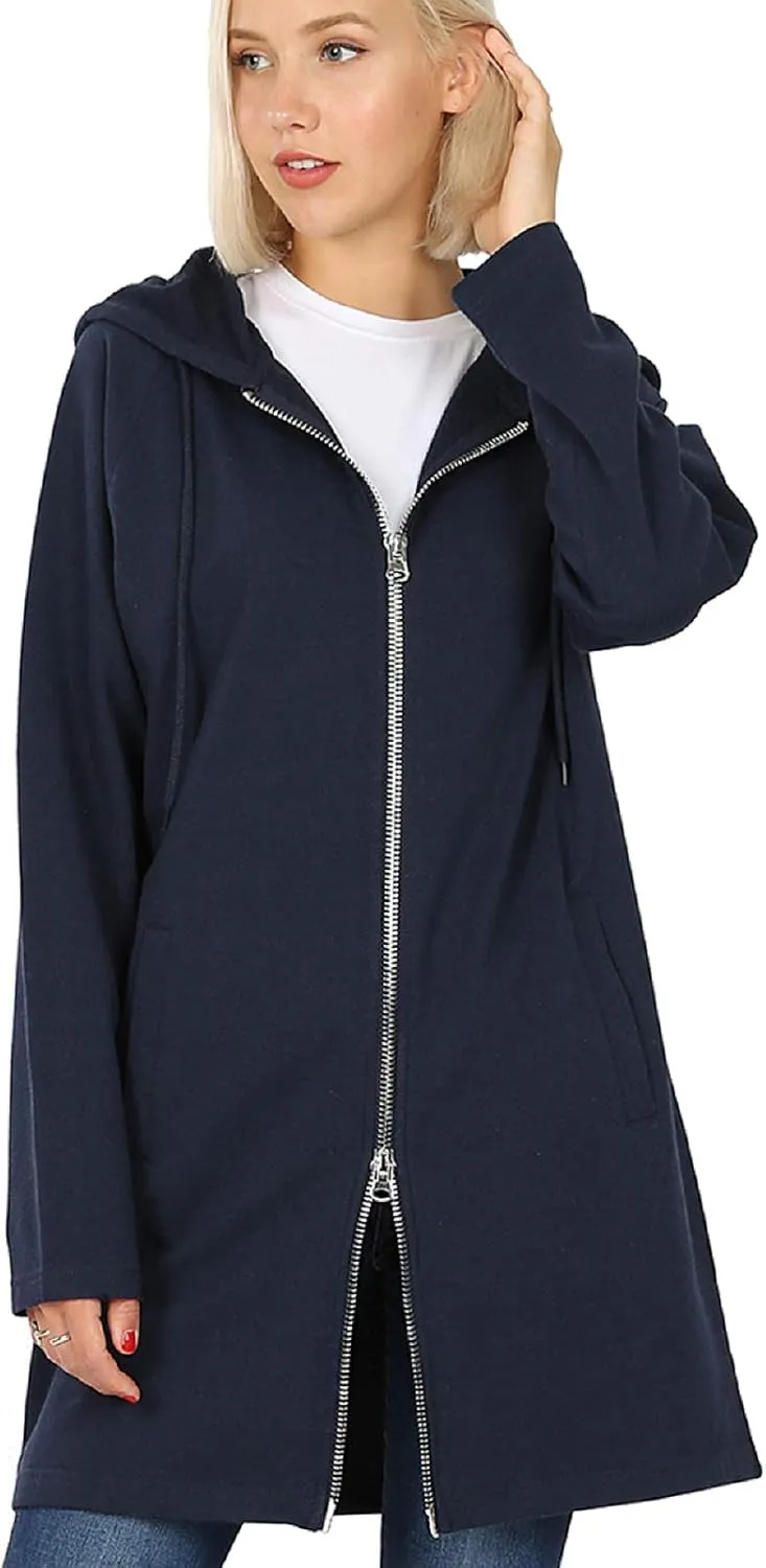 MixMatchy Women's Casual Oversized Loose Fit Long Sleeve Zip Up Pullover Hoodie Tunic Fall Sweatshirt Jacket (S-3X)