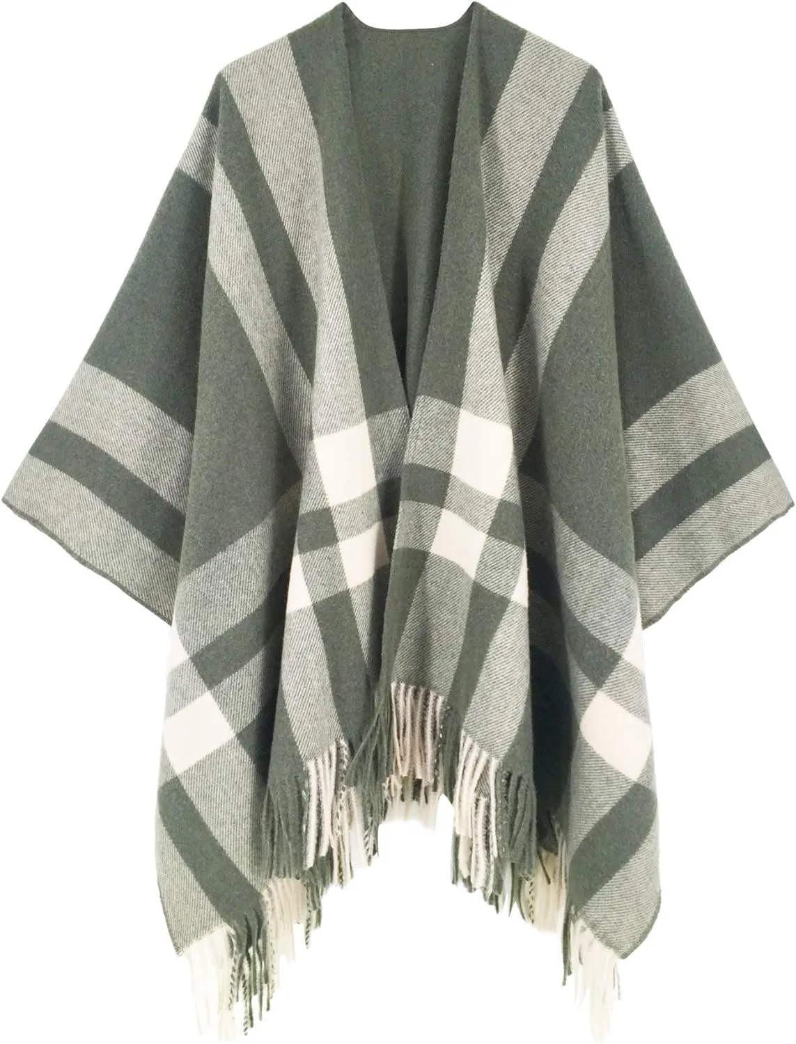Moss Rose Women's Travel Plaid Shawl Wrap Open Front Poncho Cape for Fall Winter