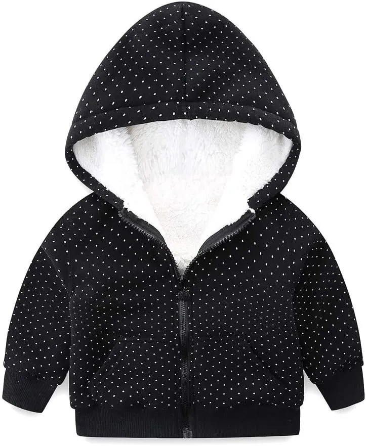 Mud Kingdom Boys Girls Full-Zip Hooded Sweatshirt Fur Lined Funny Pattern 6 Months-8 Years