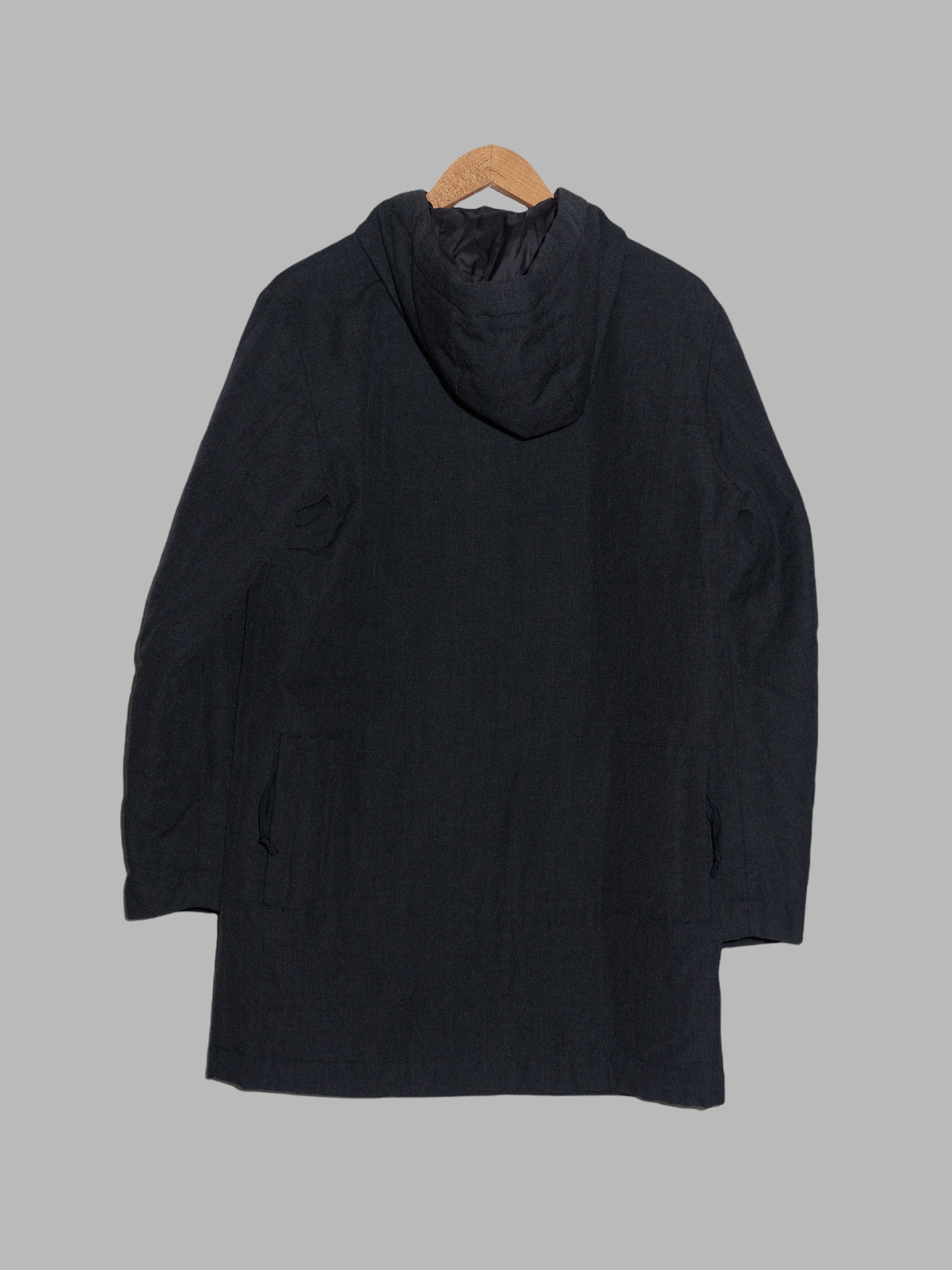 Ryuichiro Shimazaki Homme dark grey wool multi (eight) pocket hooded coat - M