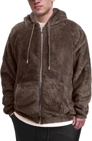 VahRuta Mens Fuzzy Zip Hoodie Sweatshirt Sherpa Plush Zipper Jacket with Hood for Men