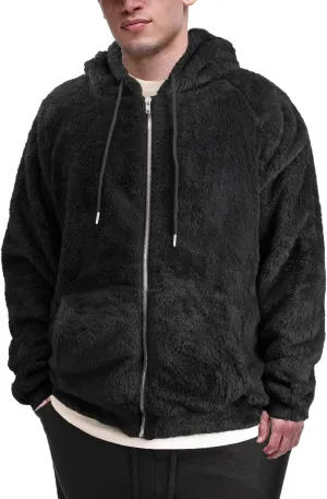 VahRuta Mens Fuzzy Zip Hoodie Sweatshirt Sherpa Plush Zipper Jacket with Hood for Men
