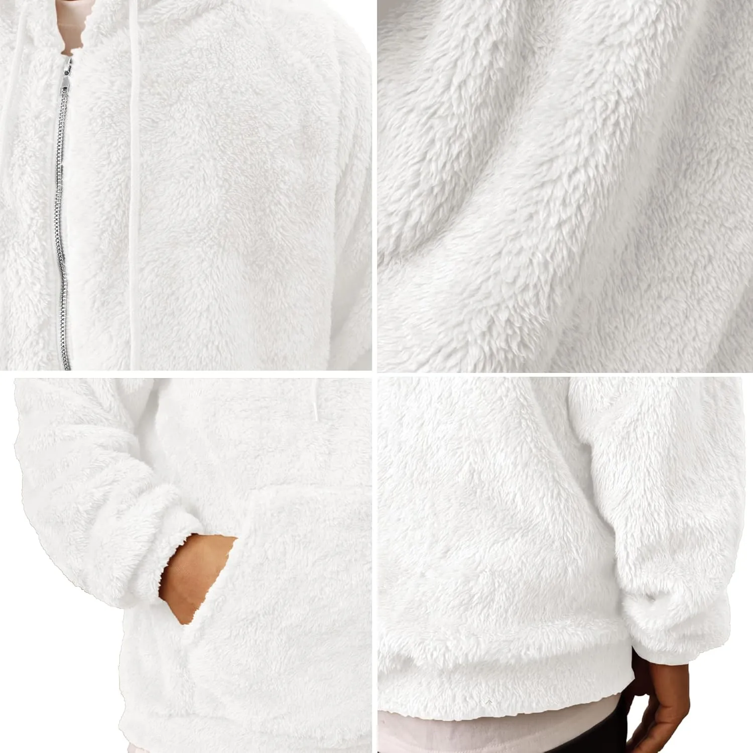 VahRuta Mens Fuzzy Zip Hoodie Sweatshirt Sherpa Plush Zipper Jacket with Hood for Men