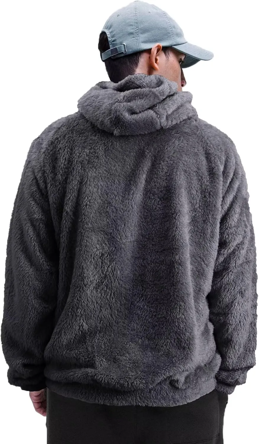 VahRuta Mens Fuzzy Zip Hoodie Sweatshirt Sherpa Plush Zipper Jacket with Hood for Men