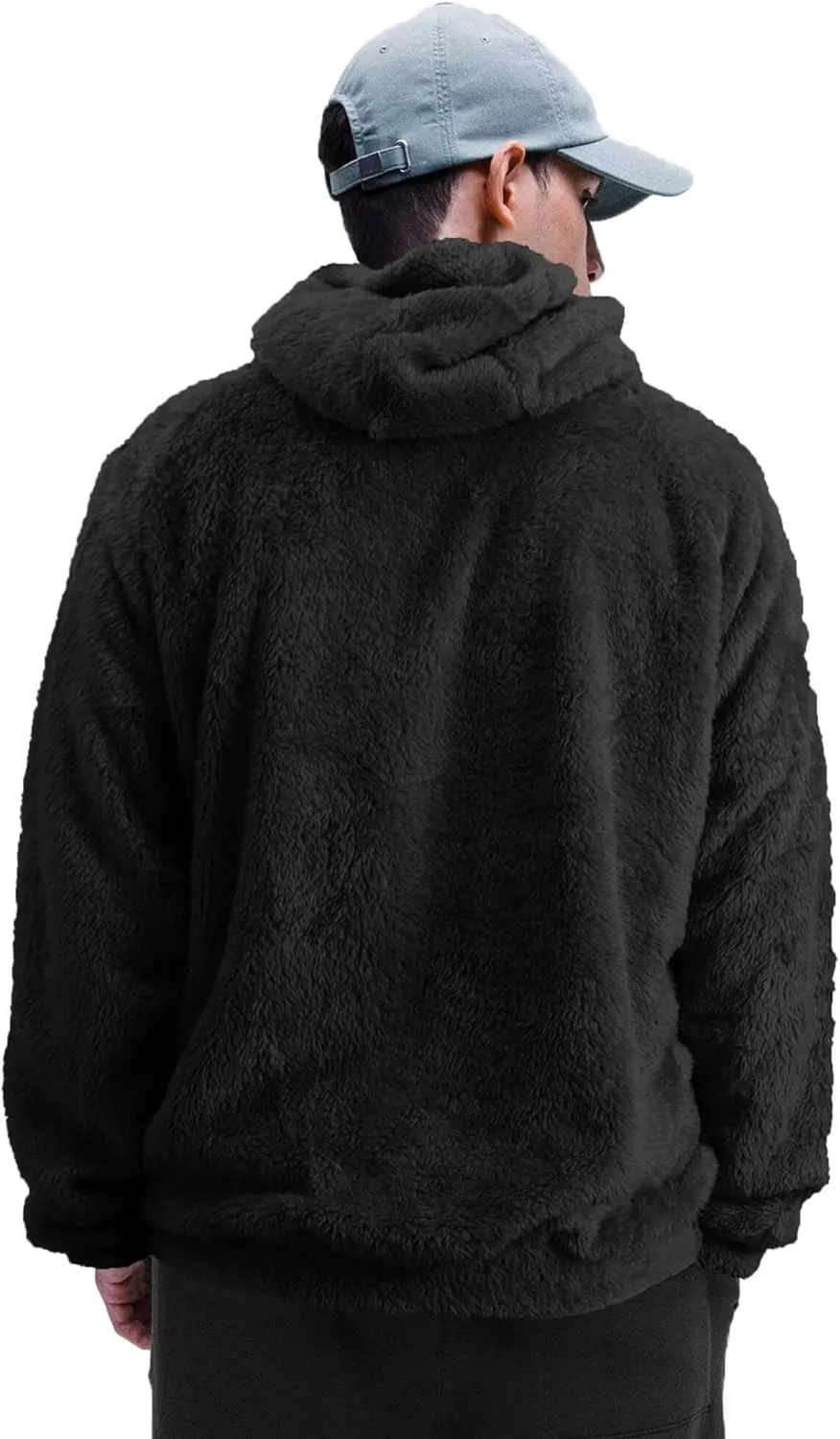VahRuta Mens Fuzzy Zip Hoodie Sweatshirt Sherpa Plush Zipper Jacket with Hood for Men