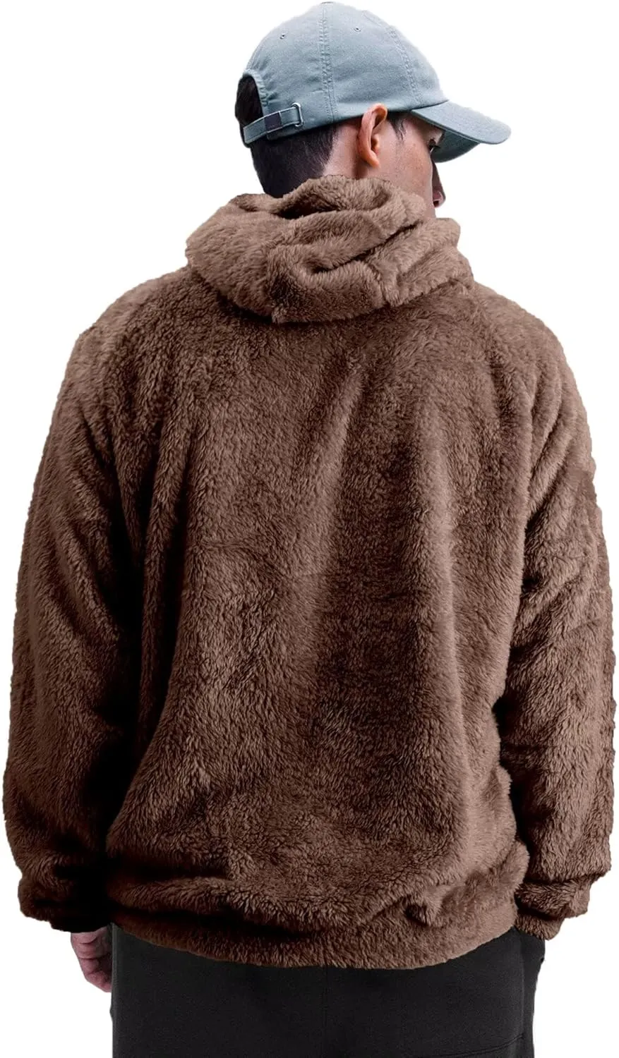 VahRuta Mens Fuzzy Zip Hoodie Sweatshirt Sherpa Plush Zipper Jacket with Hood for Men