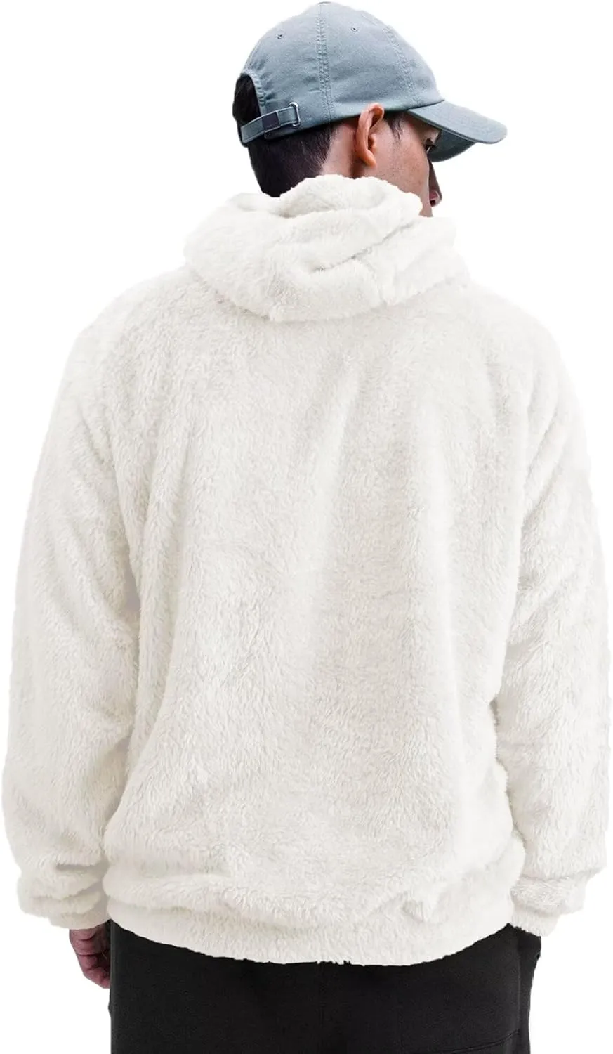 VahRuta Mens Fuzzy Zip Hoodie Sweatshirt Sherpa Plush Zipper Jacket with Hood for Men