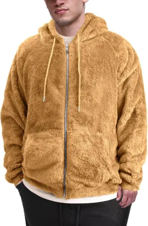 VahRuta Mens Fuzzy Zip Hoodie Sweatshirt Sherpa Plush Zipper Jacket with Hood for Men