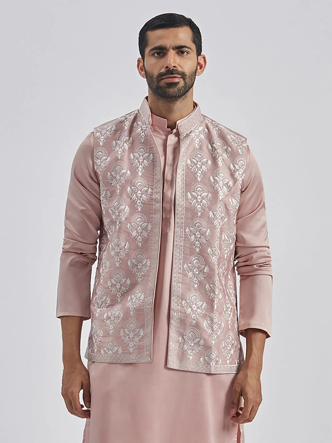 VASTRAMAY Men's Beige - Nehru Jacket