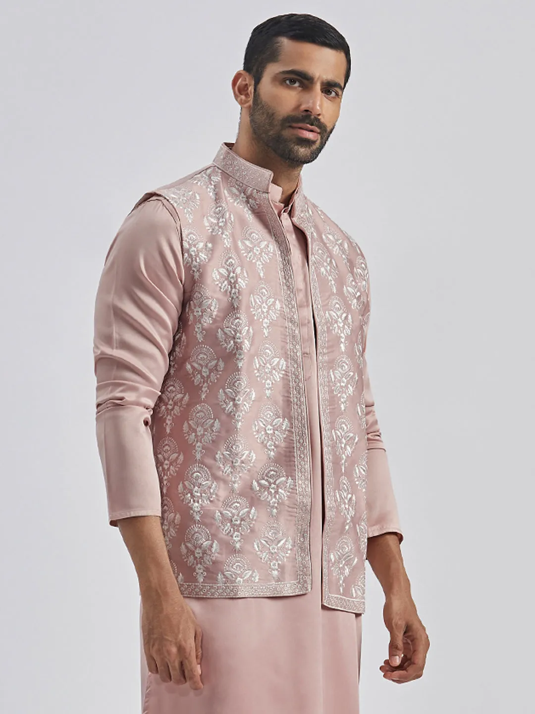 VASTRAMAY Men's Beige - Nehru Jacket