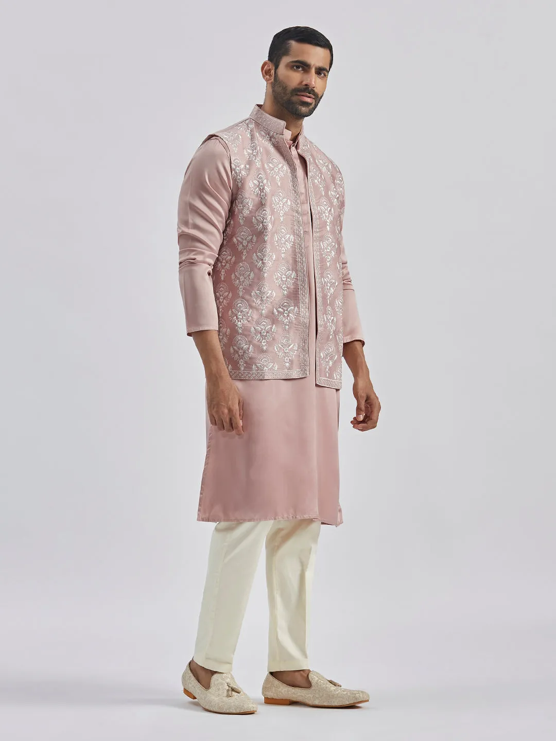 VASTRAMAY Men's Beige - Nehru Jacket