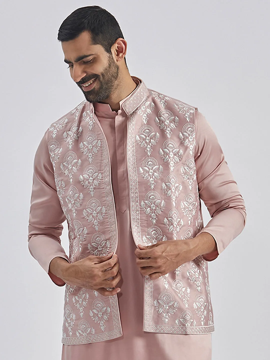 VASTRAMAY Men's Beige - Nehru Jacket