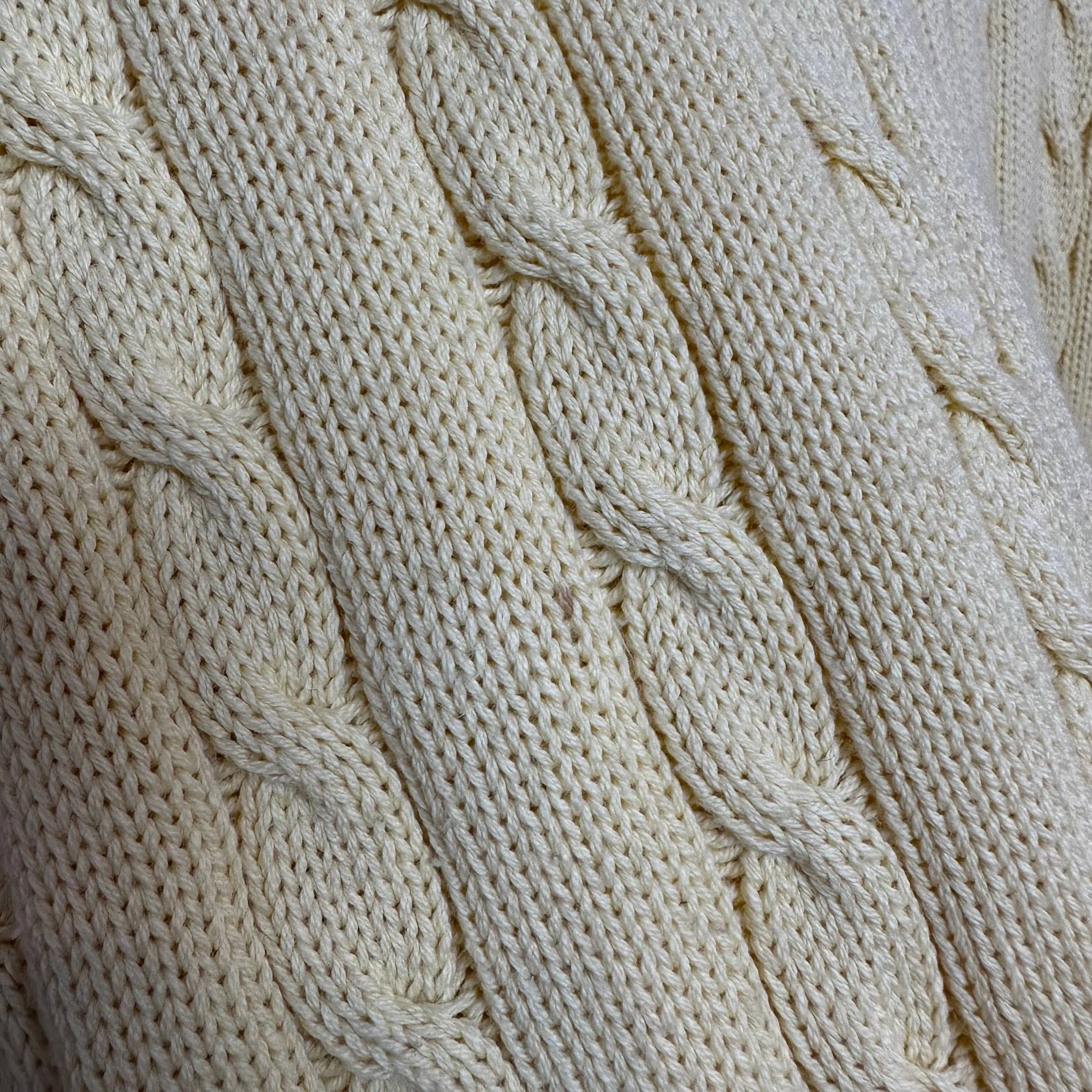 Vintage Greenwich Cable Knit Sweater Yellow Pullover Crewneck Chunky Cotton Large