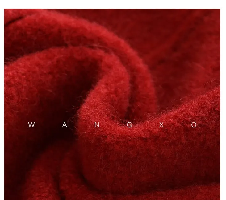 WANXO French red Hepburn style woolen coat new waist and thin long woolen coat- Crissy