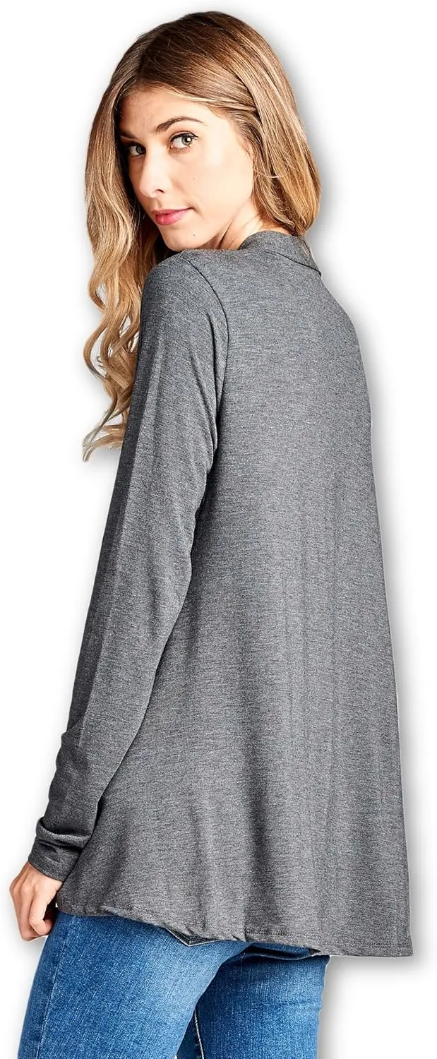 Women Casual Open Front Long Sleeve Lightweight Softest Viscose Made from Bamboo Cardigan