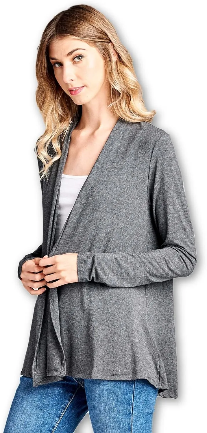 Women Casual Open Front Long Sleeve Lightweight Softest Viscose Made from Bamboo Cardigan