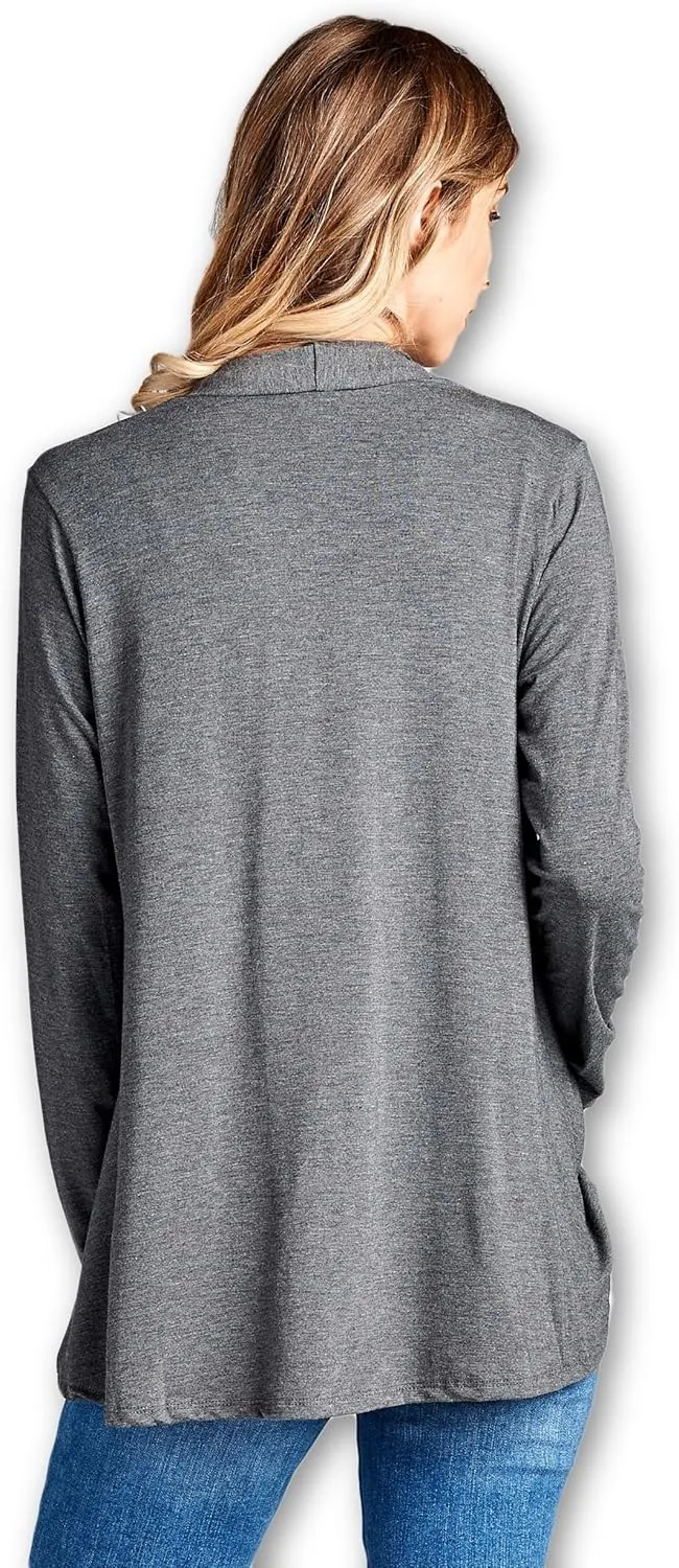 Women Casual Open Front Long Sleeve Lightweight Softest Viscose Made from Bamboo Cardigan