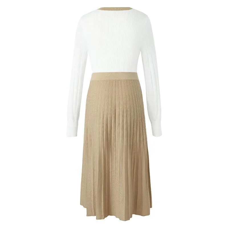 Woolen Knitted Top And Pleated Skirt Two-Piece Suit